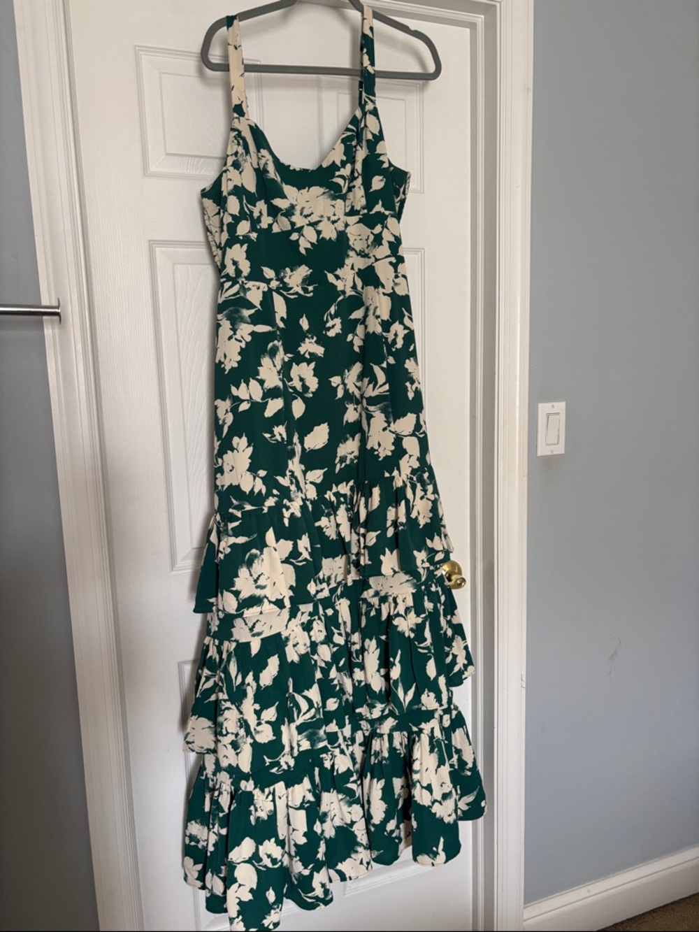 Abercrombie & Fitch Dark Green Floral Tiered Maxi Dress XL Tall